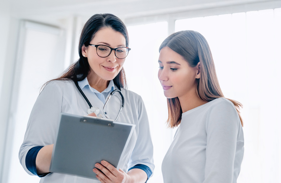 Physician consultation with patient