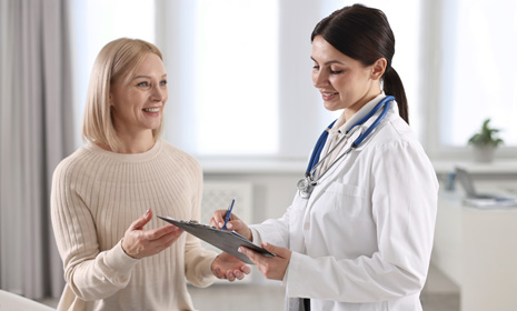 Healthcare provider discussing care plan with patient